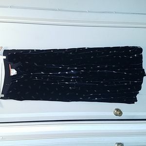 Black Velvet Pants with Gold Leaves